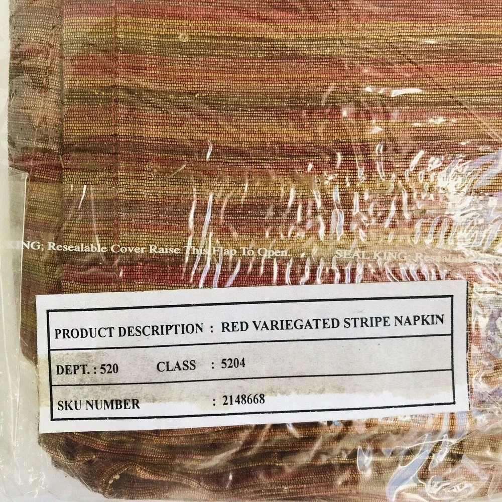 NEW Pier 1 Imports Set (6) Striped Cloth Table Napkins Holiday Red Orange
